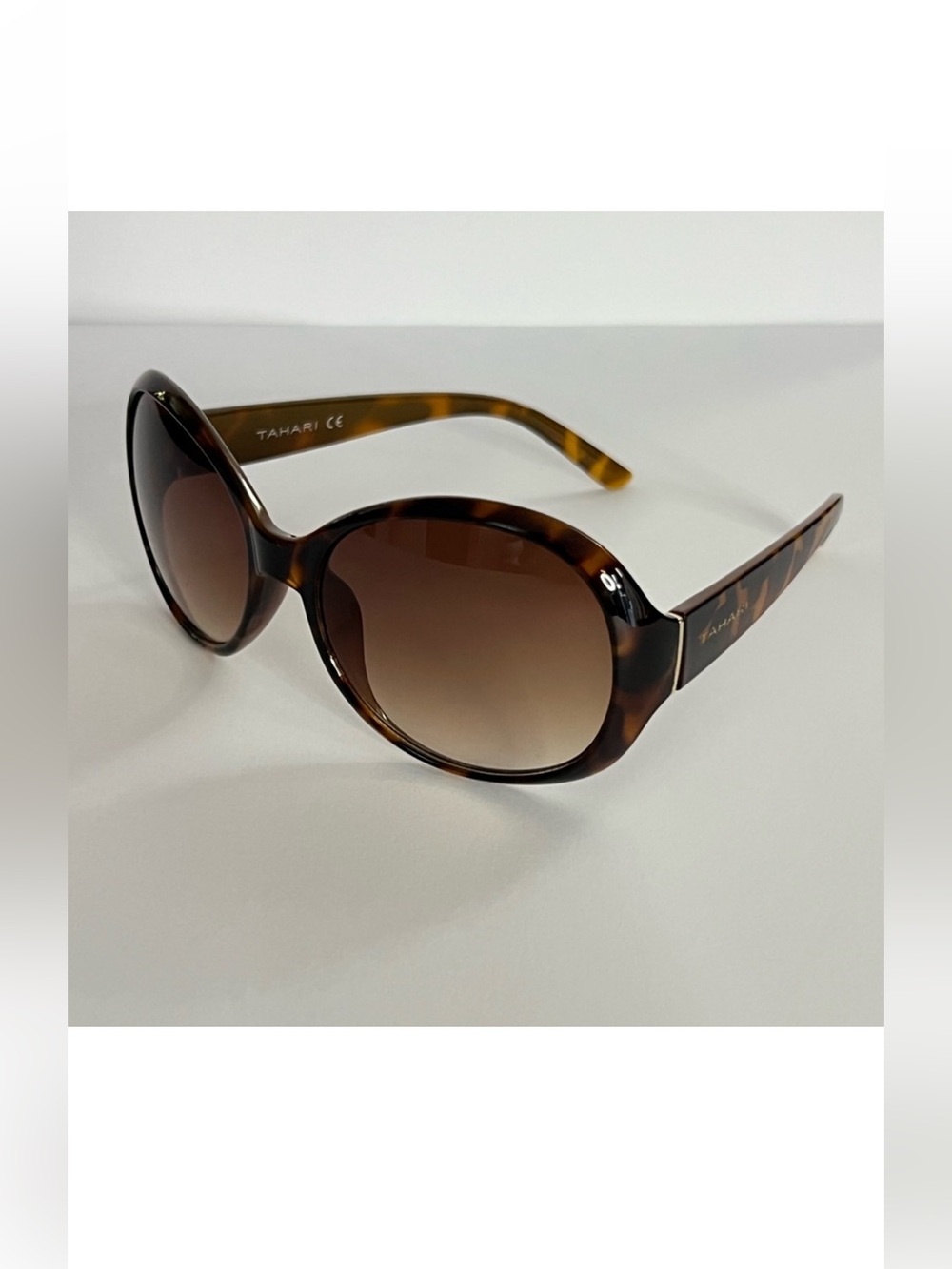 Tahari Oval Oversized Tortoise Shell Sunglasses
